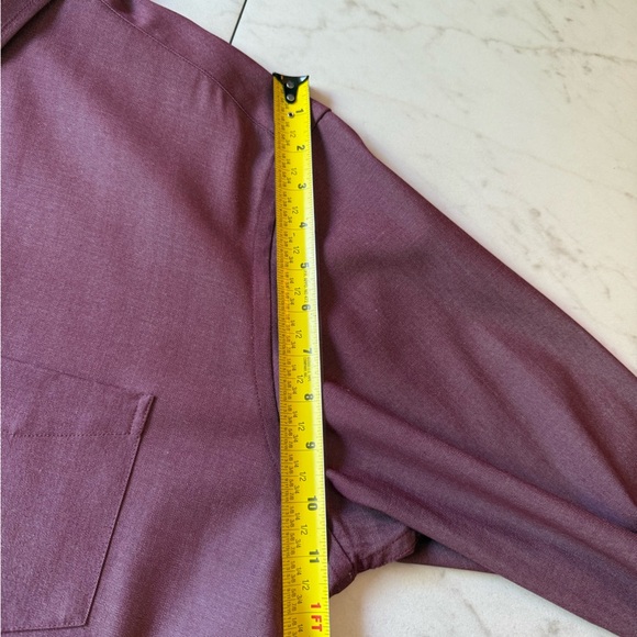 WOOL & PRINCE Men’s XL Merino Wool Button Down Shirt in Burgundy Oxford slim fit - Picture 15 of 16